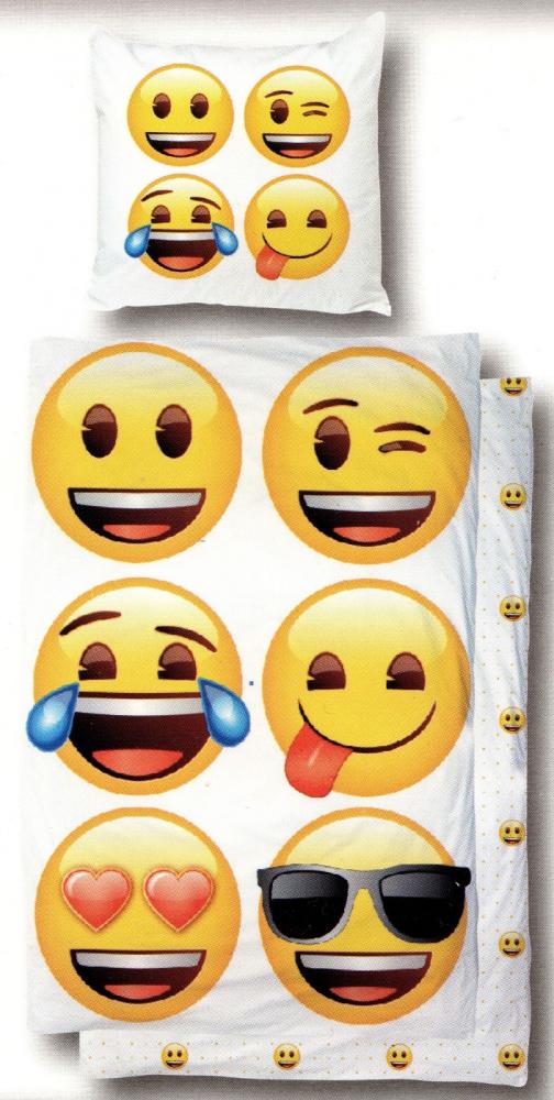 Bettwäsche Emoji Happy - weiß - 135 x 200cm